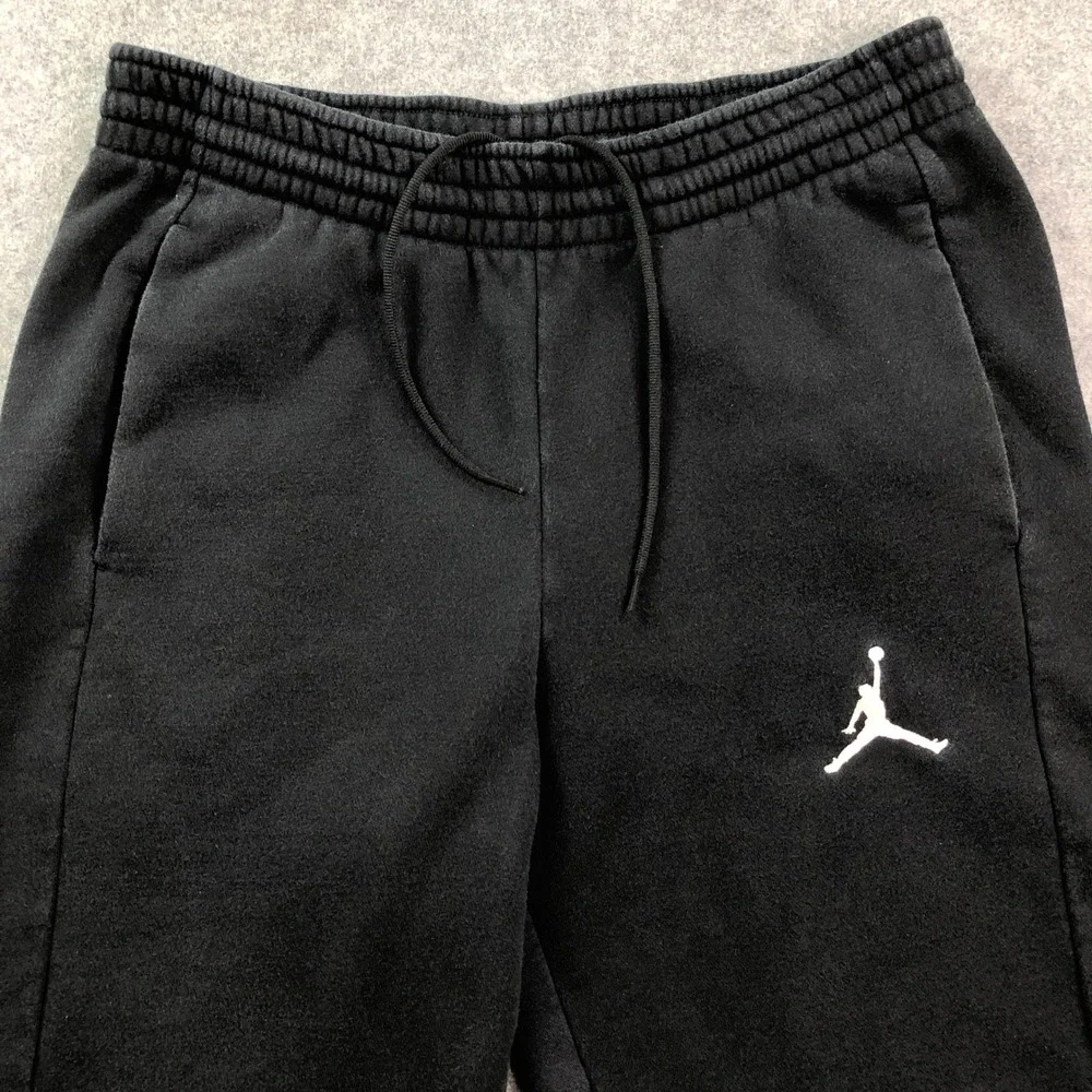 Jordan Men Sweatpants Medium Black Fleece Jumpman Logo Tapered Gym Workout